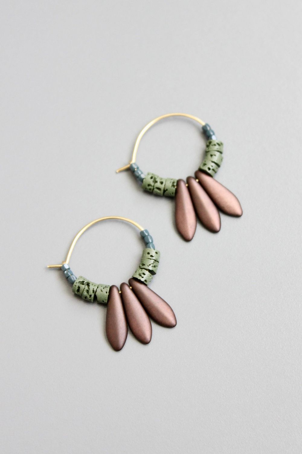 David Aubrey Mini Moss/Copper Hoop Earring