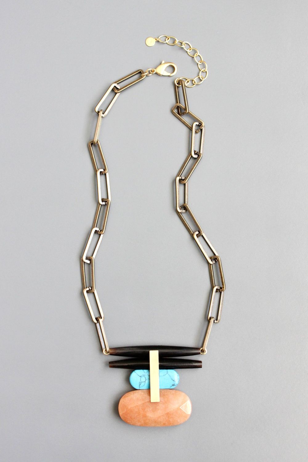 David Aubrey Artdeco Turquoise /Orange Necklace