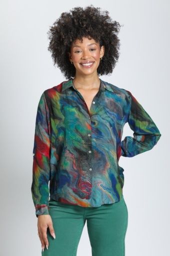 APNY Emerald Aura Button up Blouse