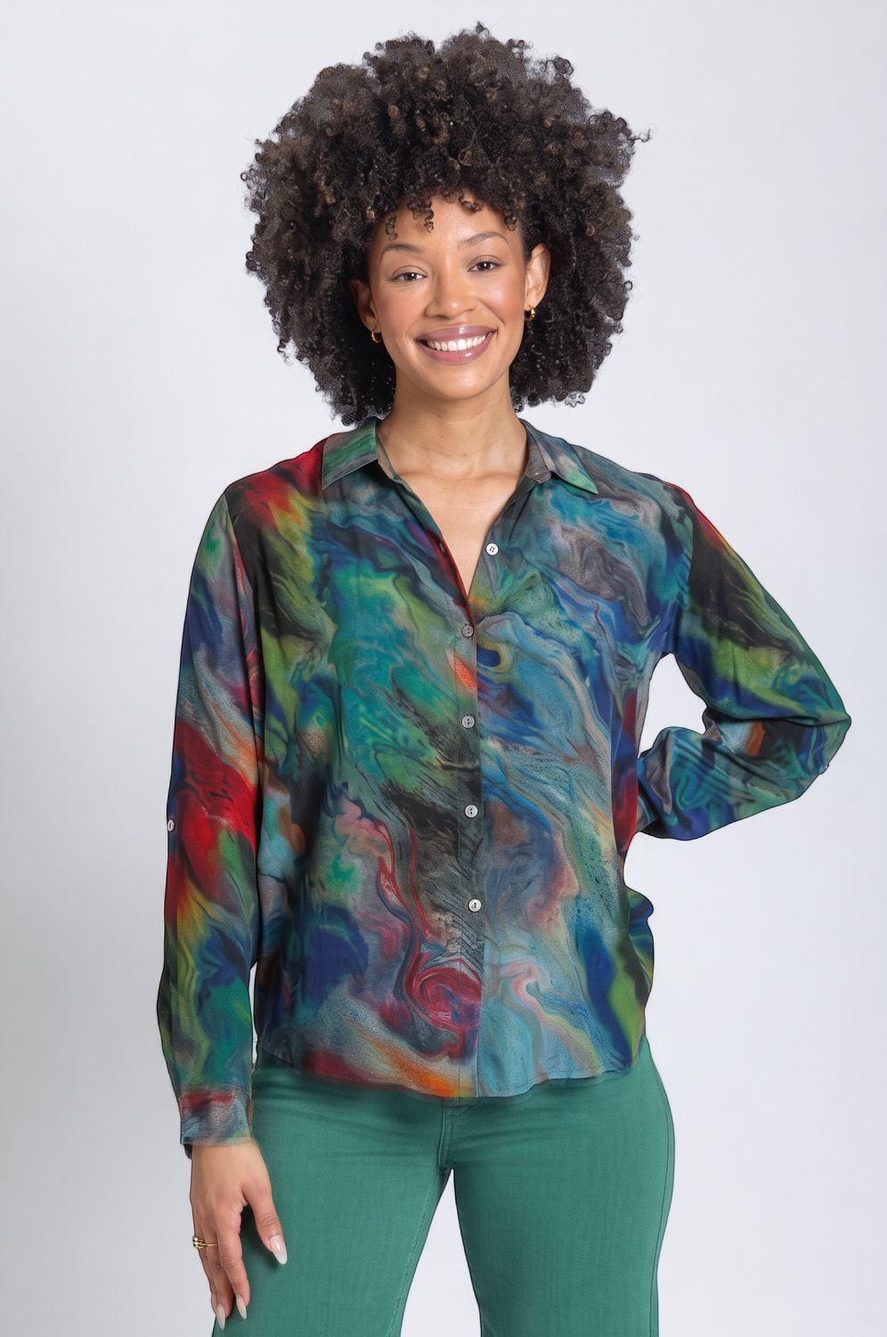 APNY Emerald Aura Button up Blouse