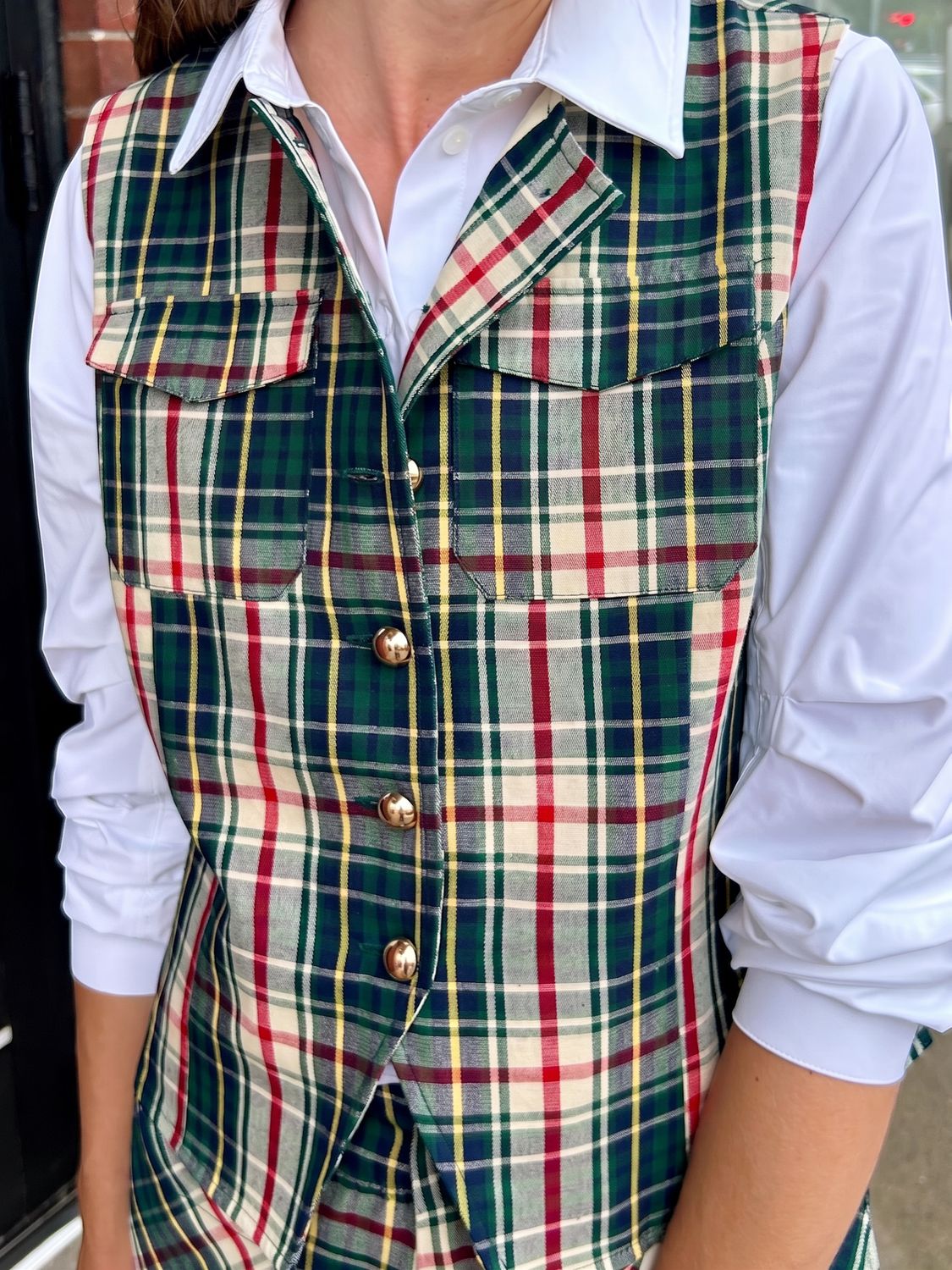 Ivy Jane Tartan Plaid Vest, Hunter