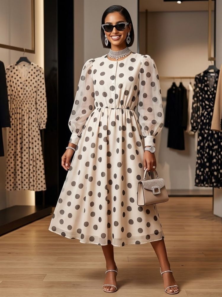 Bymanyc Black Polka Dot Dress, Size: S