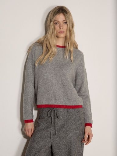 Apricot Contrast Color Layered Oversized Sweater