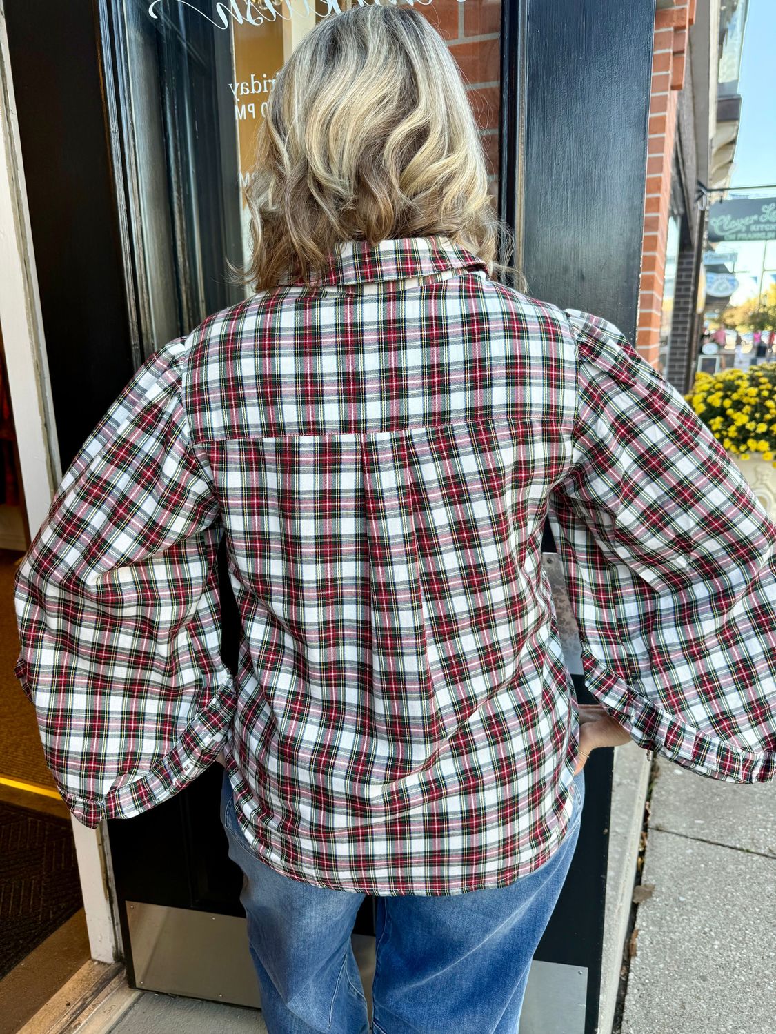 Ivy Jane Plaid Balloon Sleeve Top