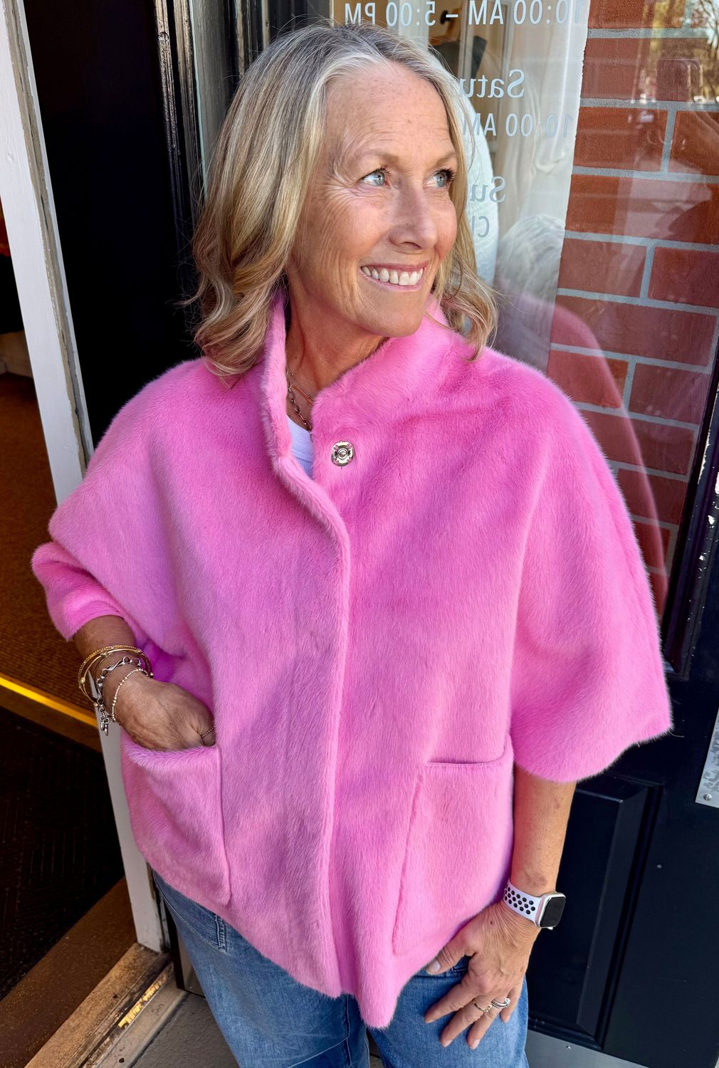 Ivy Jane Faux Fur Capelet, Pink