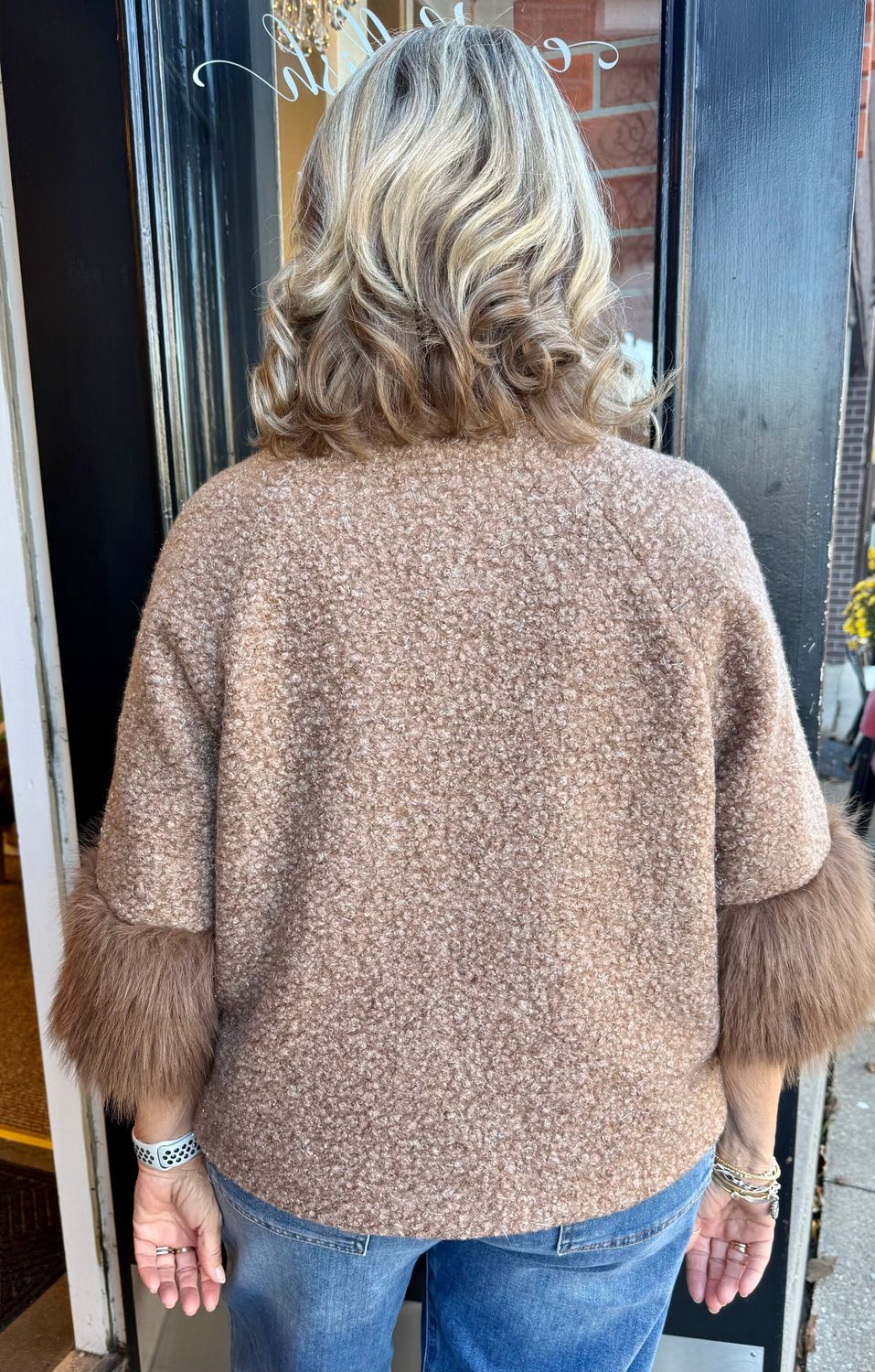 Ivy Jane Boucle Sparkle Fur Trim Jacket