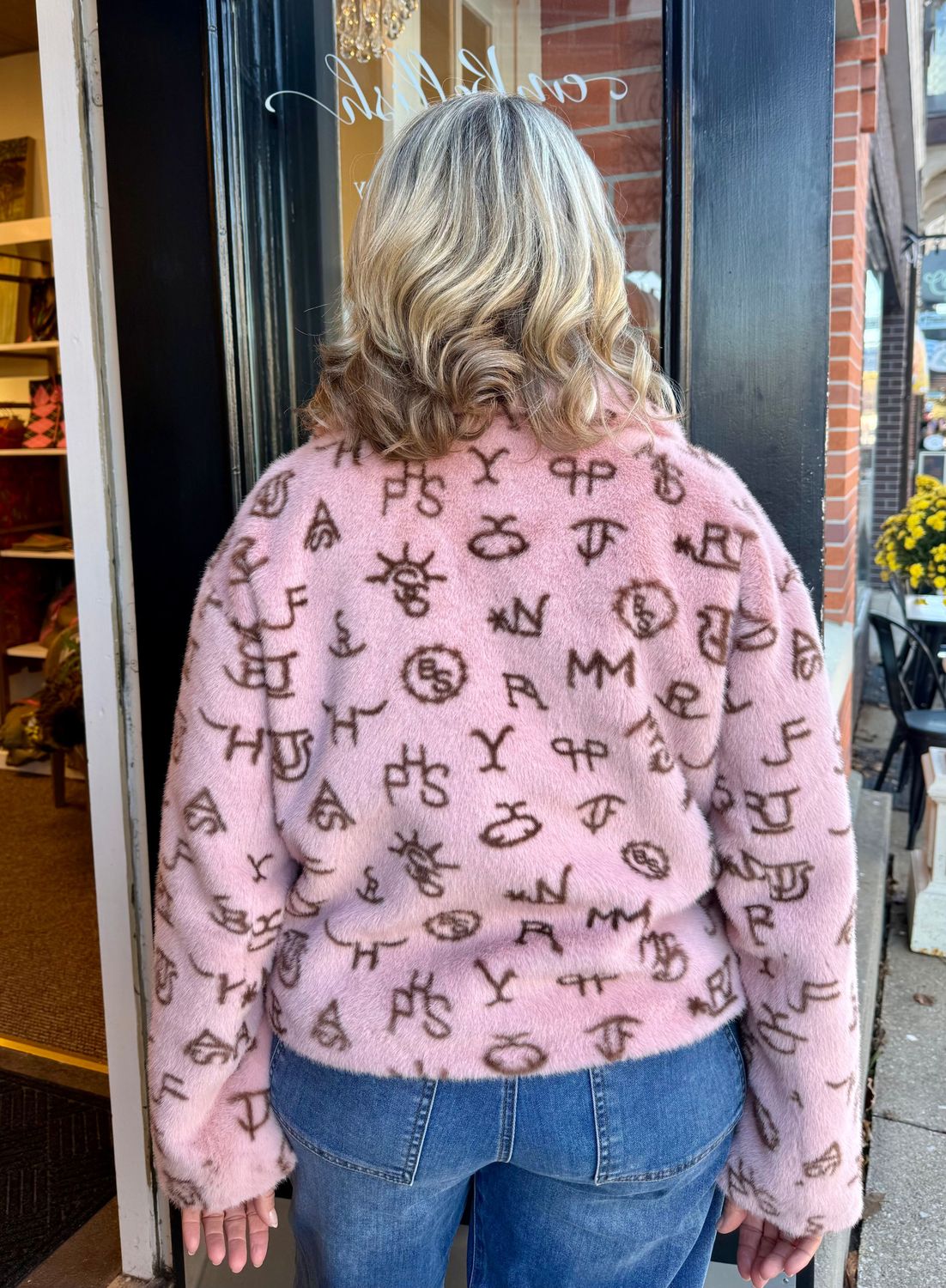 Ivy Jane Branded Fur Jacket, Blush
