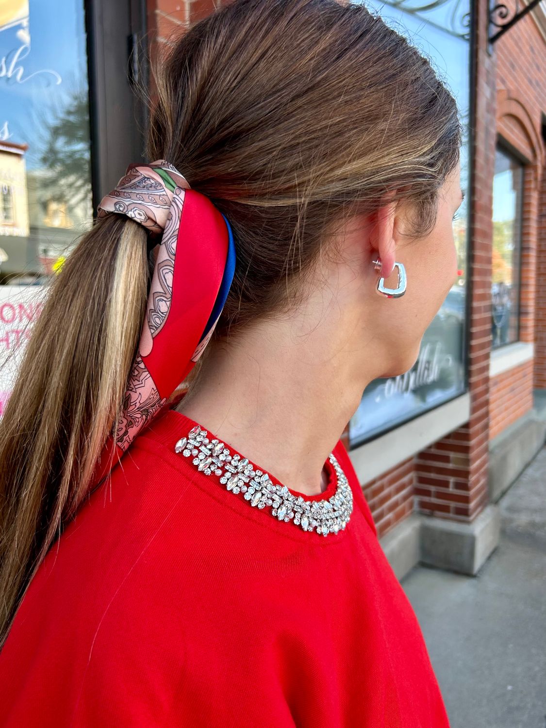 Ivy Jane Red Sparkle Neck Top