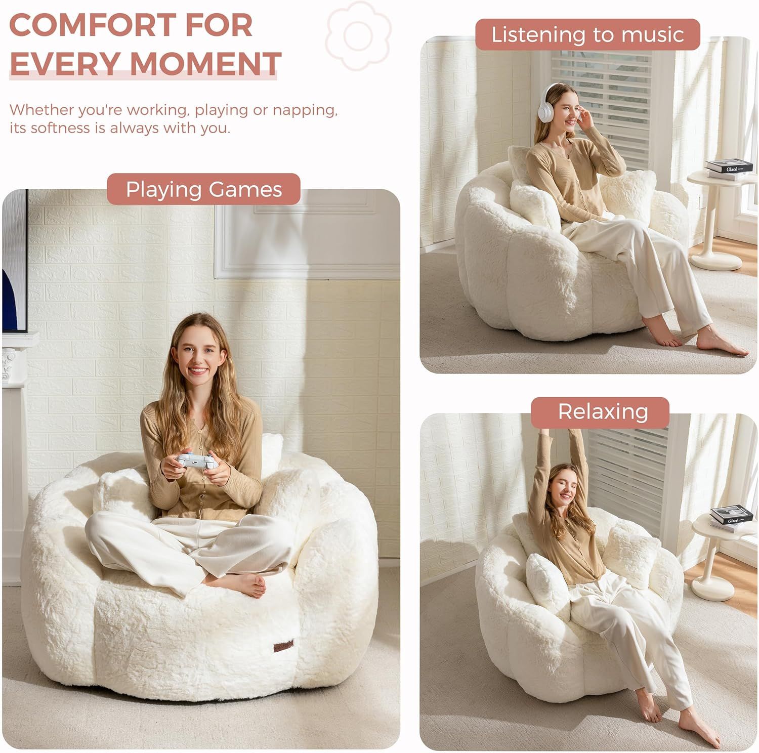 Cozy Floral Bean Bag Chair
