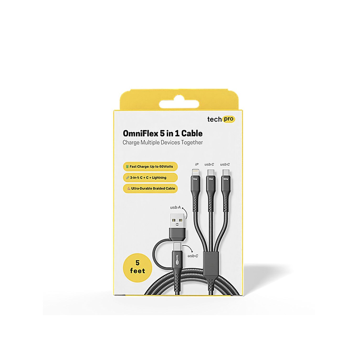 5ft 5in1 Multi charging cable in Retail box