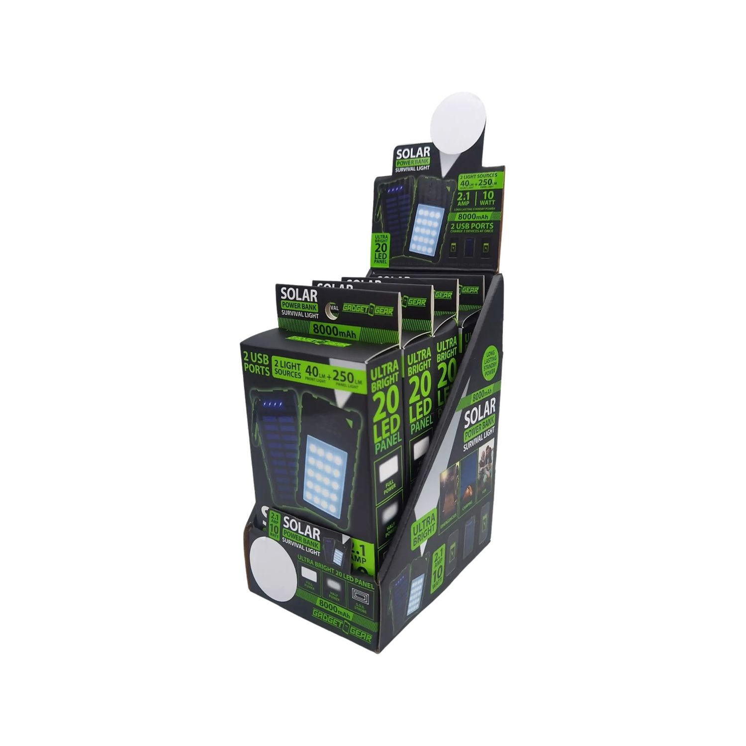 Gadget Gear Survival Solar Power Bank with LED Light- 4/Pack