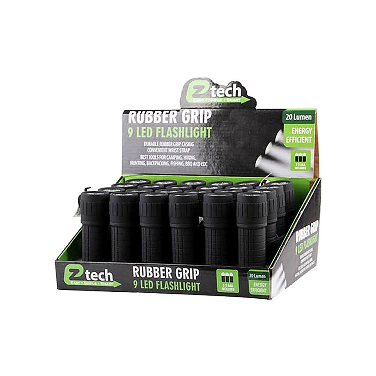 EZ Tech 9 LED Flashlight with Battery