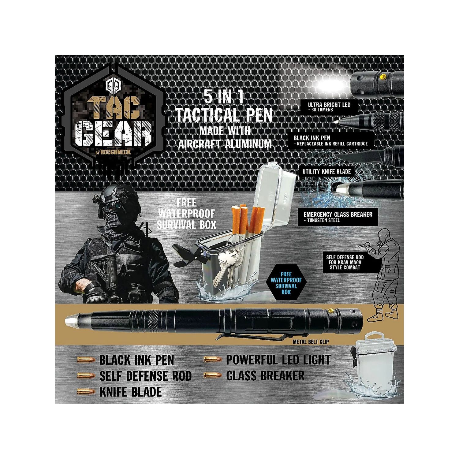 Tac Gear 5-in-1 Tactical Pen Multi-Tool