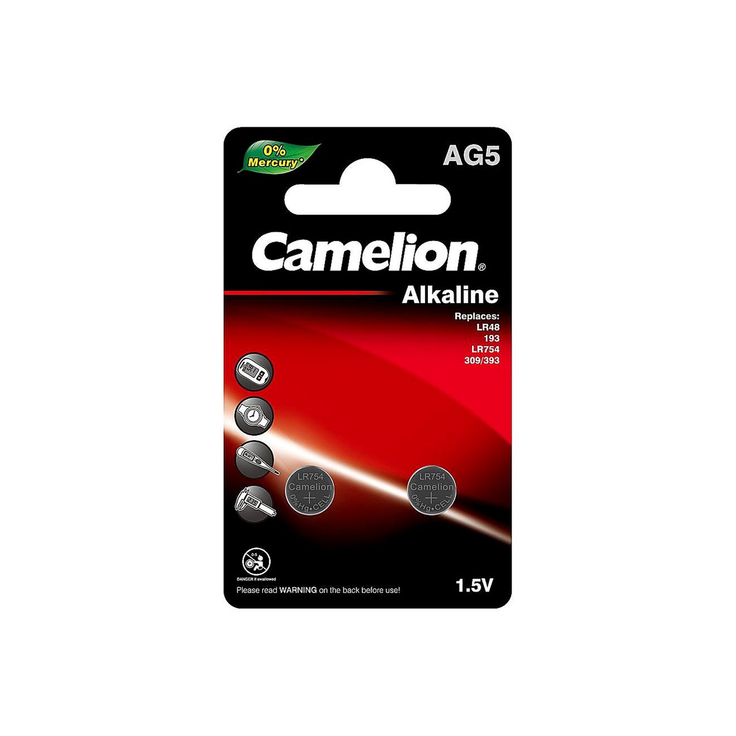 Camelion AG5 / 393 / LR754 1.5V Button Cell Battery