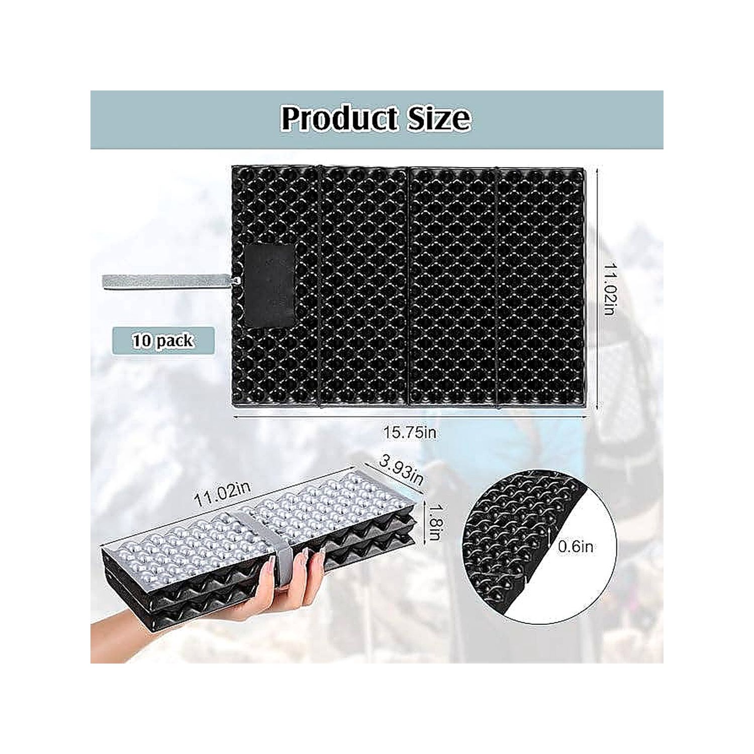 Foldable Stadium Seat Cushions (Black)