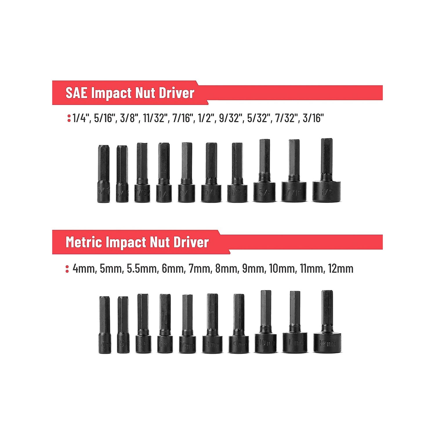 Power Nut Driver Set for Impact Drill, 20 pcs