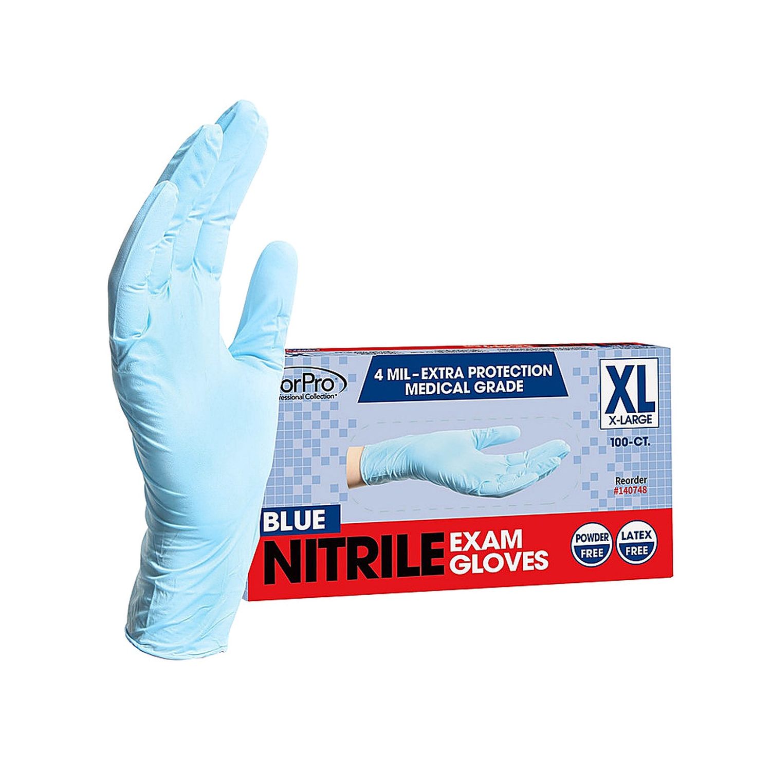 4mil NITRILE PF BLUE GLOVES XL
