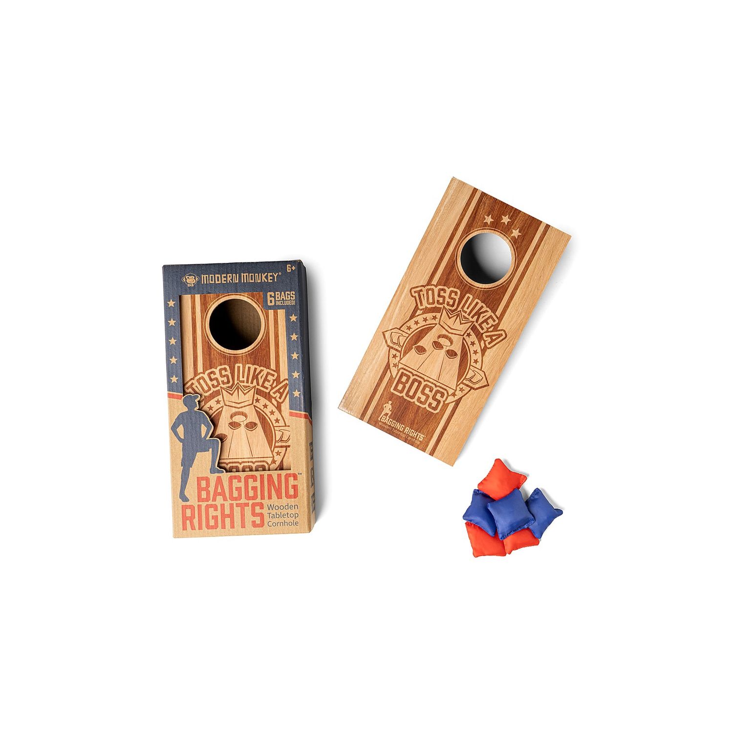 Modern Monkey Bagging Rights Wooden Tabletop Cornhole