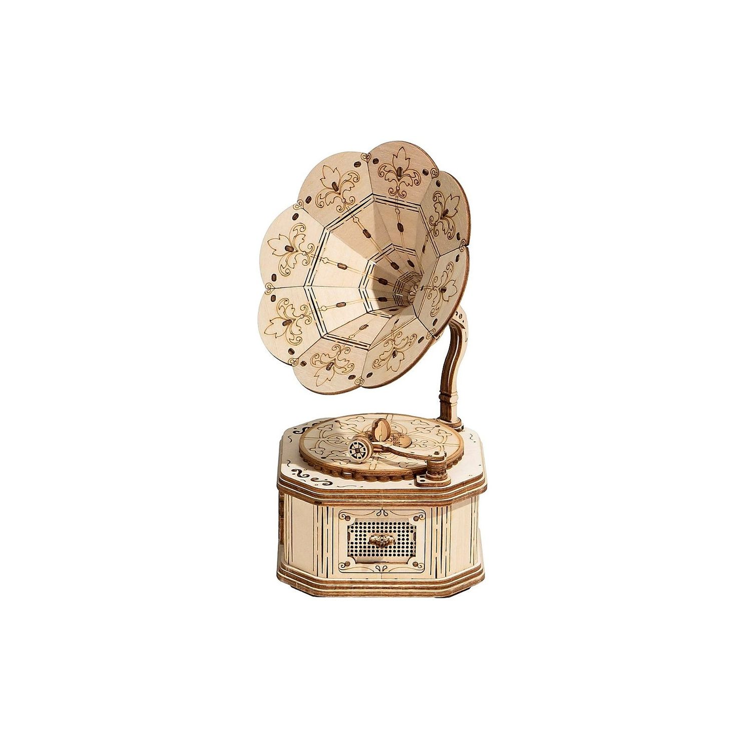 3D Laser Cut Wooden Puzzle: Gramophone