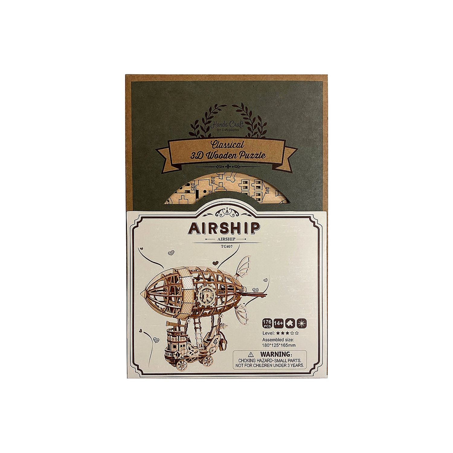 3D Laser Cut Wooden Puzzle: Airship