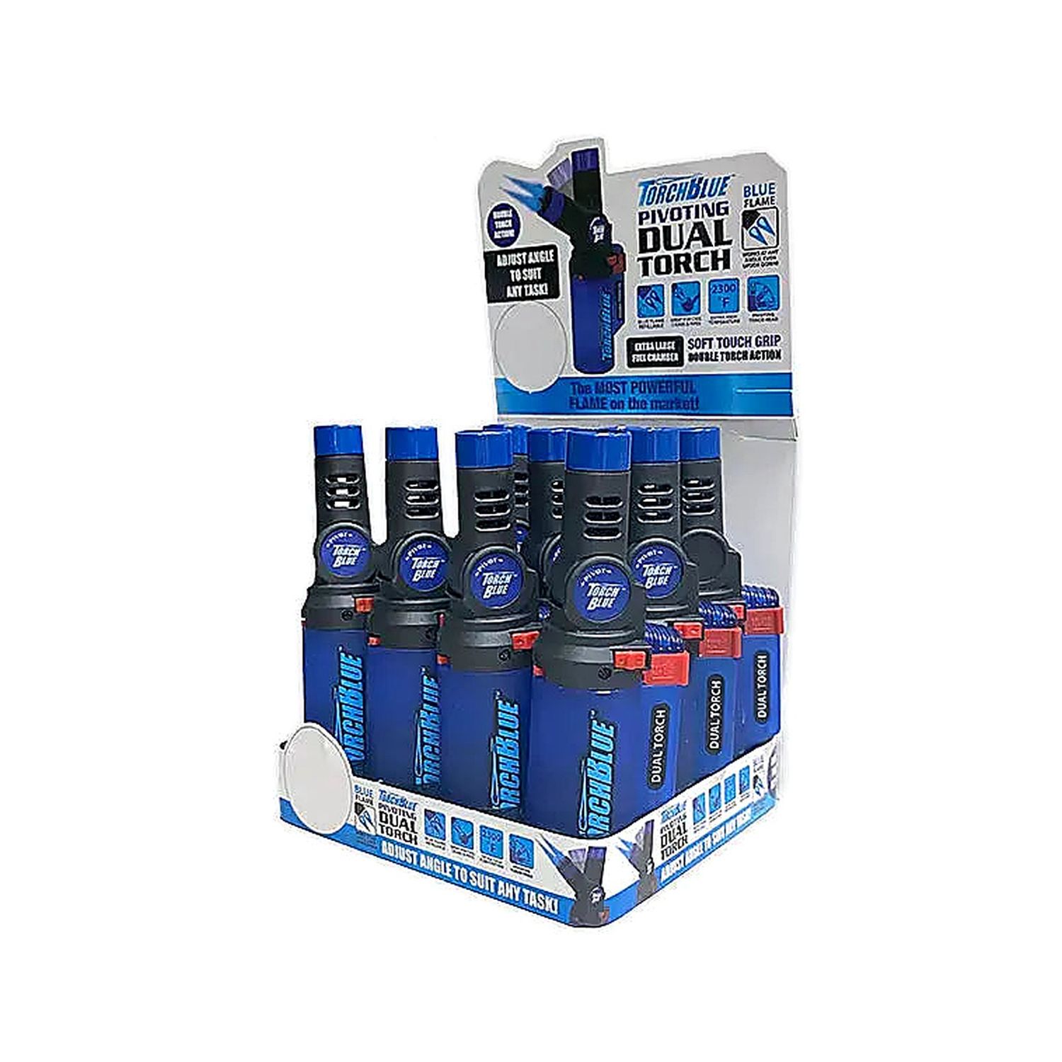 Turbo Blue Pivot Head Dual Flame Torch Lighter-