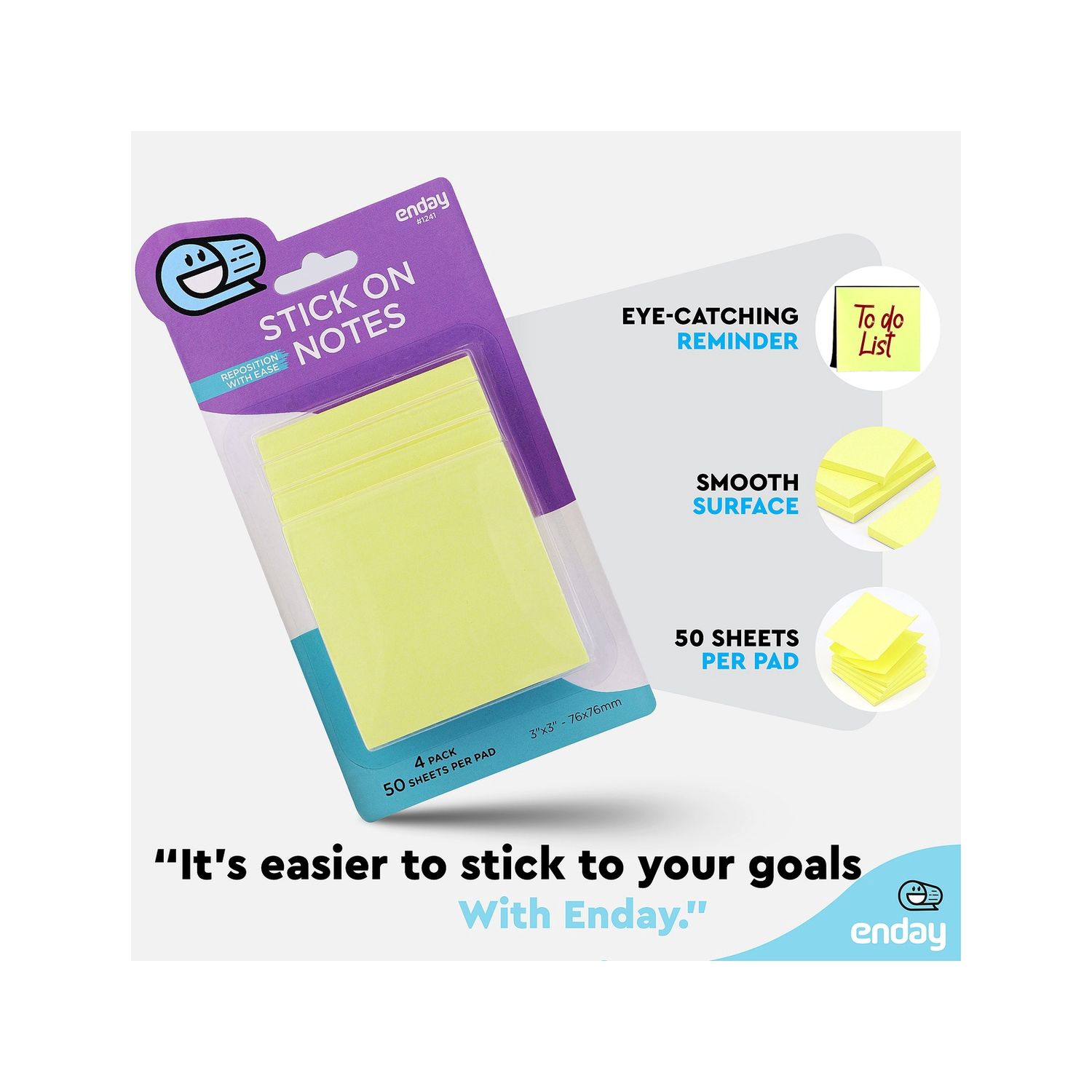 Yellow Stick-On Notes 3" X 3" 50 Ct.