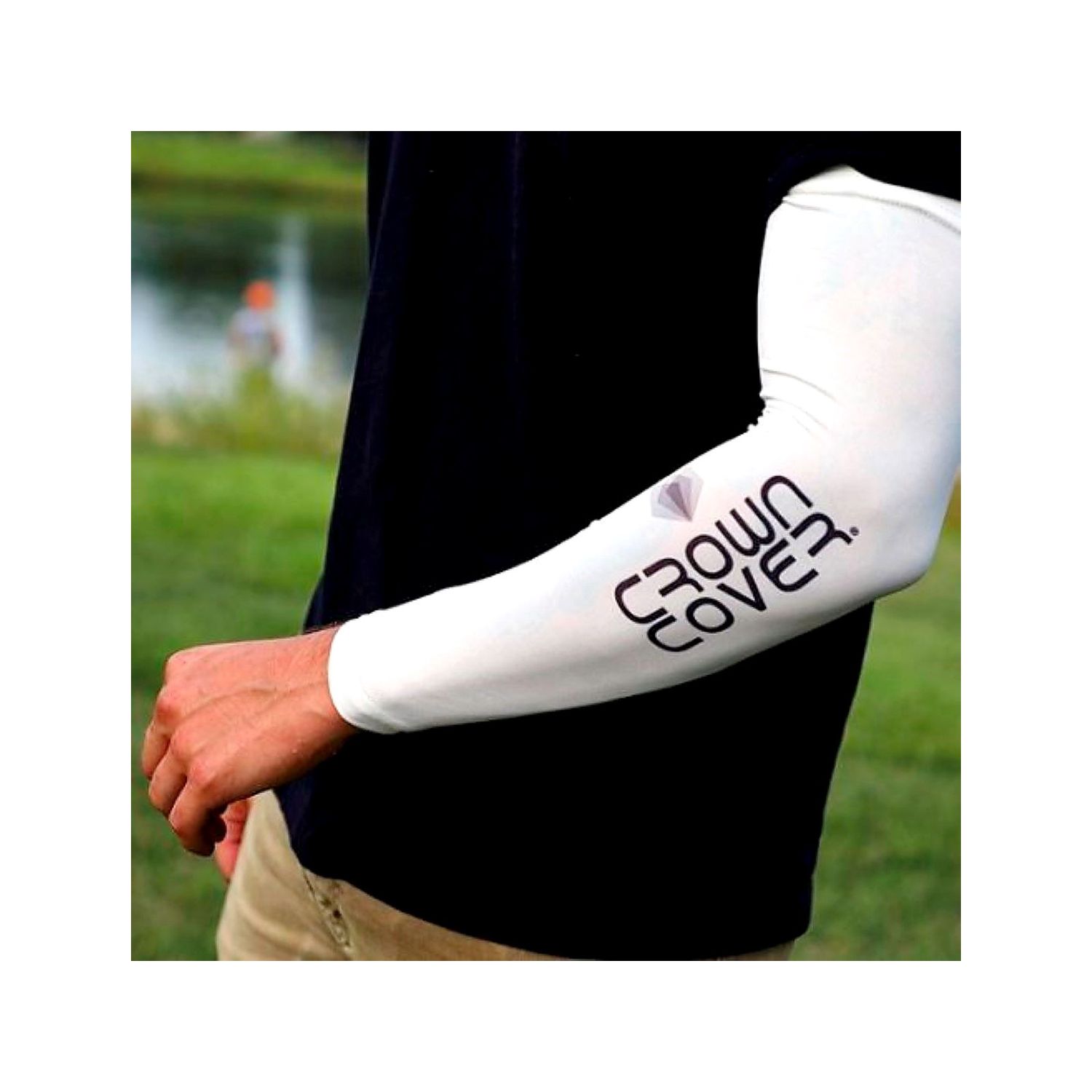 UV Cooling Arm Sleeves White, UPF 50+ Compression