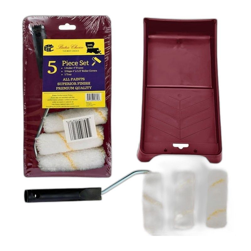 Paint Tray Set, 5 pcs, 4-Inch Paint Roller Kit