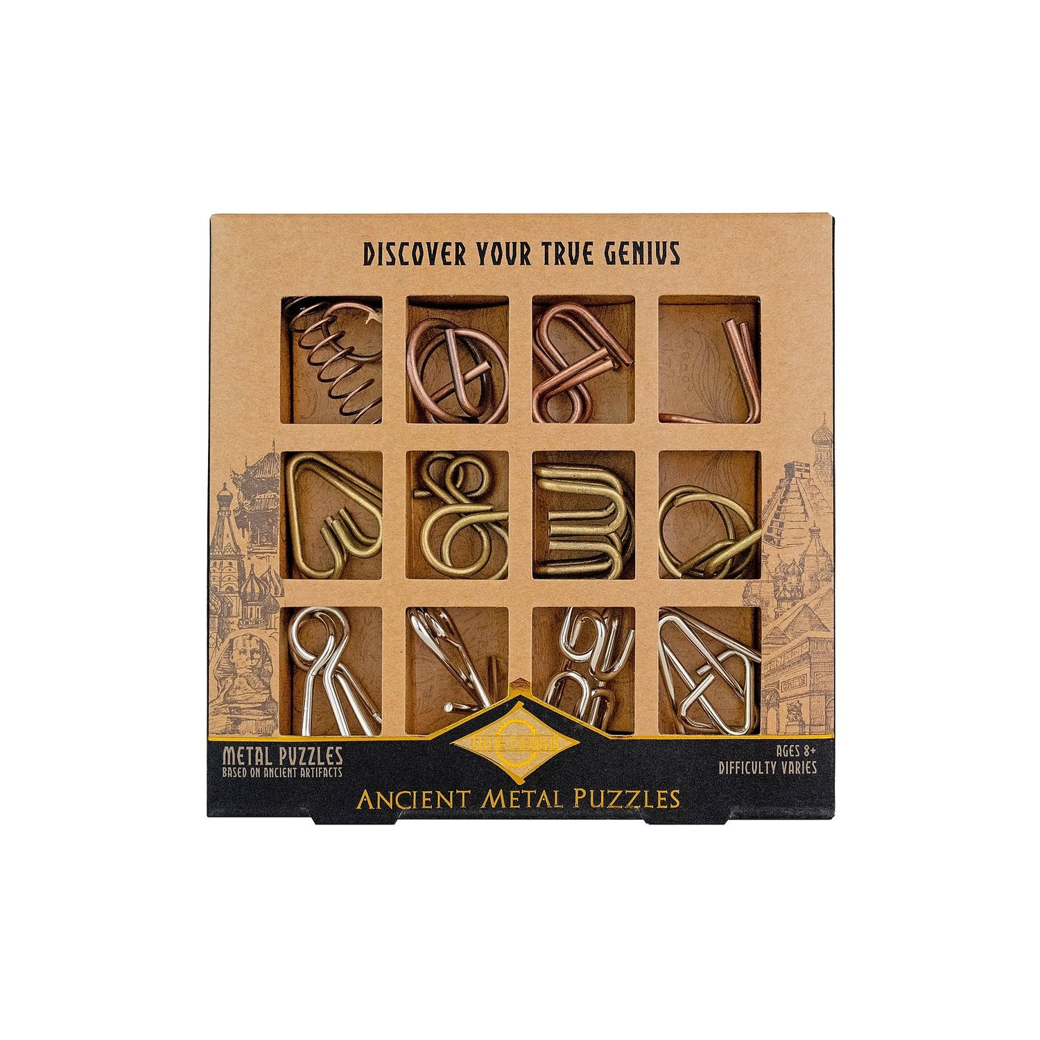 True Genius Ancient Metal 12-PC Puzzle Set