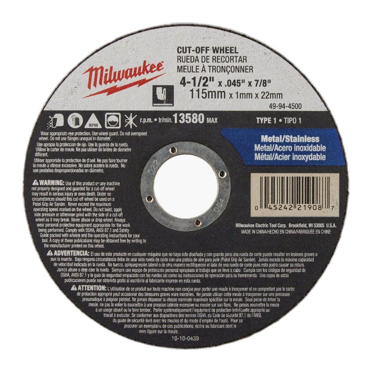 4-1/2X.045X7/8 METAL TYPE 1