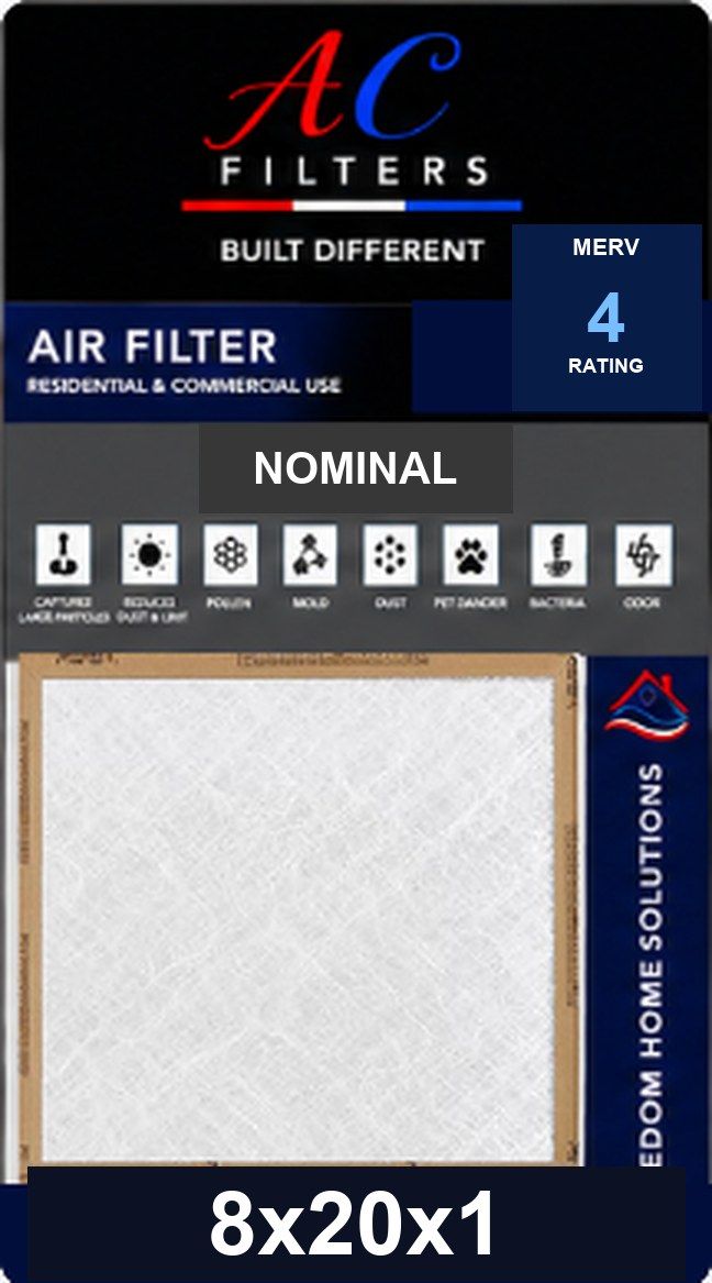 8 × 20 × 1 Nominal EZ Flow II Fiberglass Filter (8 × 20 × 0.75)