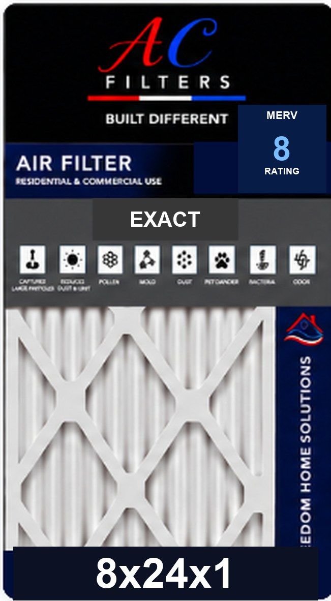 8 × 24 × 1 Exact MERV 8 Pleated Air Filter (8 × 24 × 0.75)