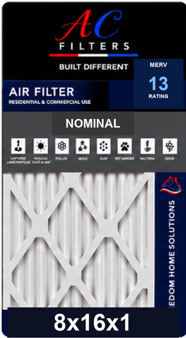 8 × 16 × 1 Nominal MERV 13 Pleated Air Filter (7.5 × 15.5 × 0.75)