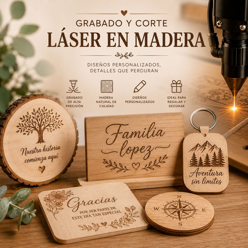 Grabado y corte láser en madera
