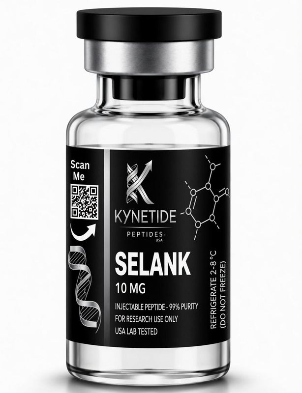 Selank 10mg Selank 10mg lyophilized research peptide vial with batch-specific third-party HPLC COA