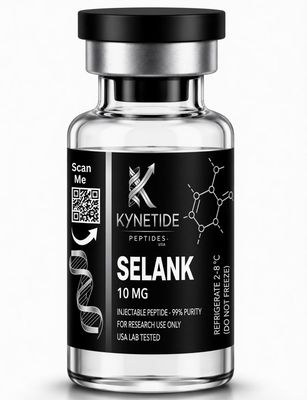 Selank 10mg lyophilized research peptide vial with batch-specific third-party HPLC COA