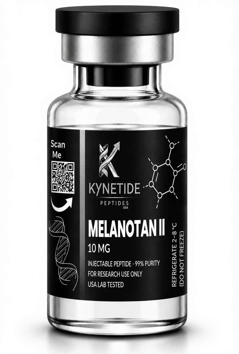 Melanotan II 10mg research peptide bottle - 99%+ pure MSH analog, Kynetide