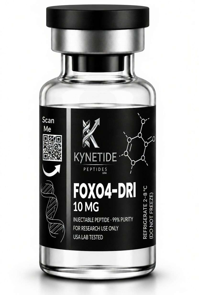 FOXO4-DRI 10mg research peptide bottle - 98.9%+ HPLC-verified purity, Kynetide