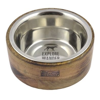 TALL TAILS Designer Bowl/Stainless Steel &amp; Wood Combo 1 Cup