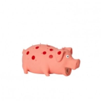 BUDZ Dog Toy Latex - Pig Spotted 8" Pink