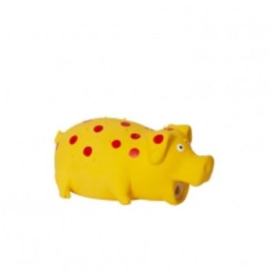BUDZ Dog Toy Latex - Pig Spotted 8" Yellow