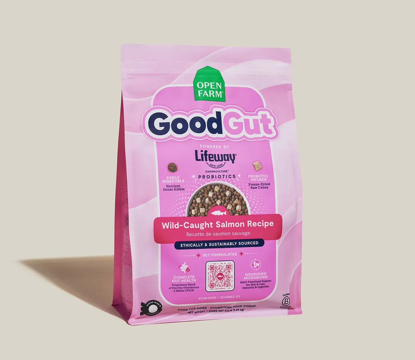 GoodGut Wild-Caught Salmon Dog Kibble, Size: 3.5lb
