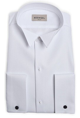Piquéskjorte med knækflip, hvid