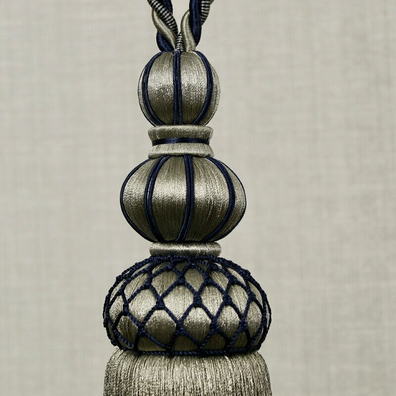 Amalfi Tie Back Pewter / Dark Blue