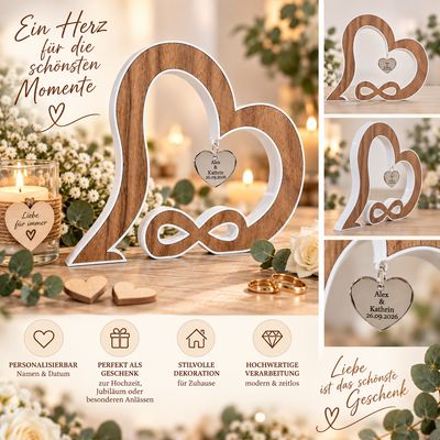 "Ewige Liebe" – personalisiertes Geschenk aus Nussbaum & 3D-Druck
