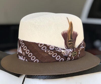 Off White &amp; Brown Golden Line Lowrider W/ Brown Bandana