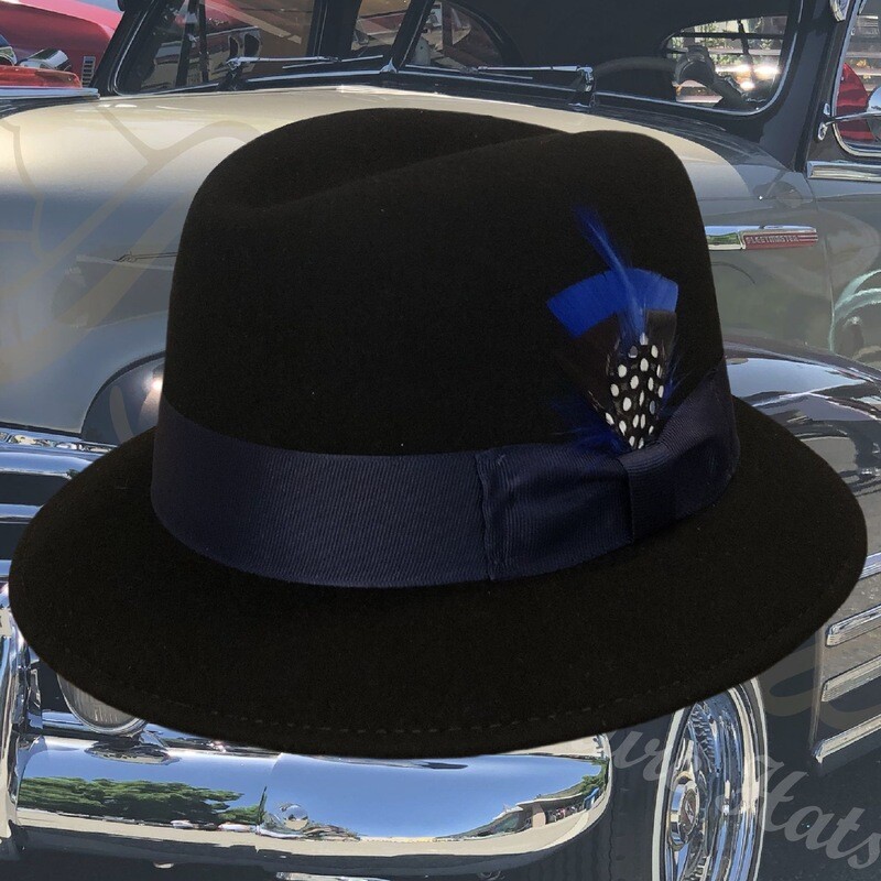 Black  Wool Lowrider Derby W/ Navy