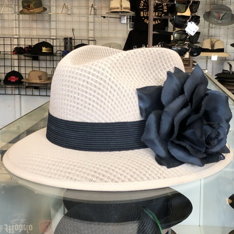 Mocha Fedora W/ Black Rose