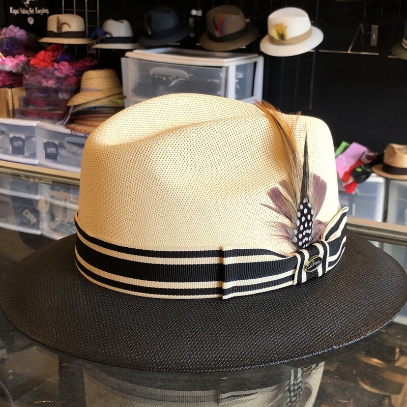Custom Golden Line Light Ivory/Black Viejo Fedora