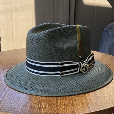 Olive Green Classic Viejo Fedora W/ Genuine Felix Pin